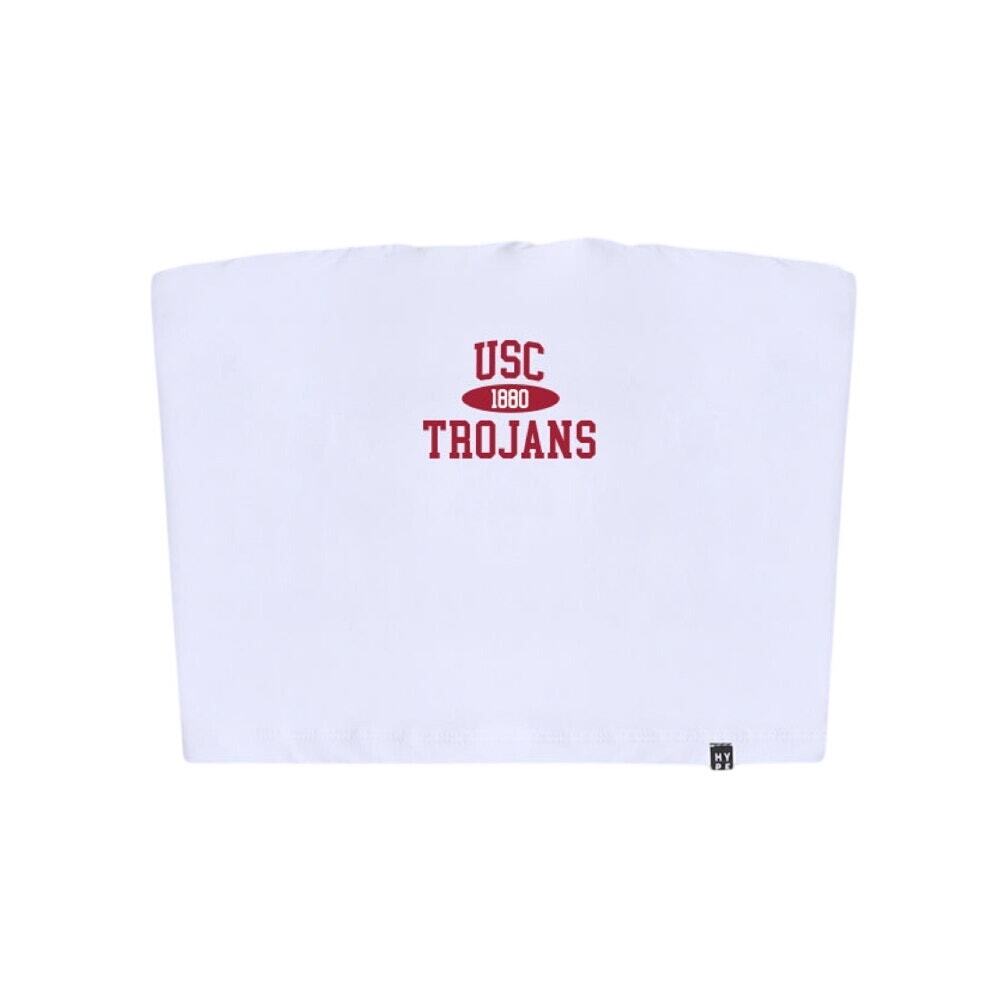 NWT Hype & Vice USC Trojans Game Day Tube Top Strapless Crop small White Red